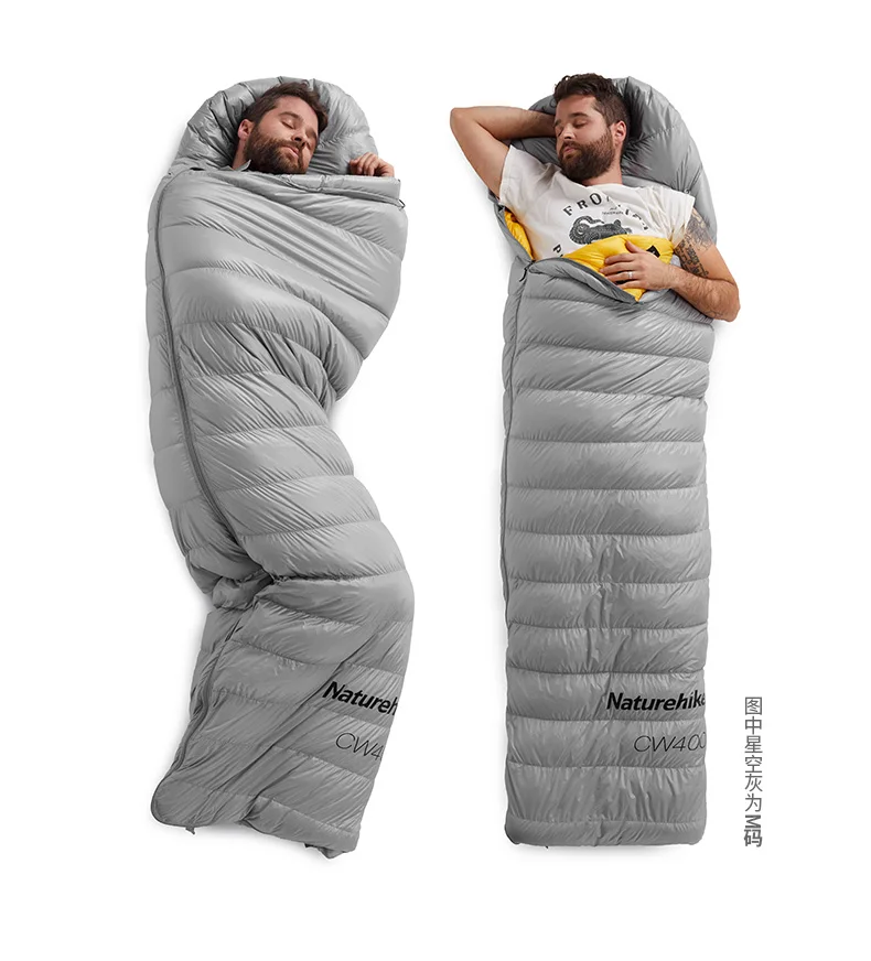 gray L Naturehike Зимний конверт с капюшоном 750FP гусиный пух спальные мешки для взрослых Открытый Кемпинг - Цвет: gray L