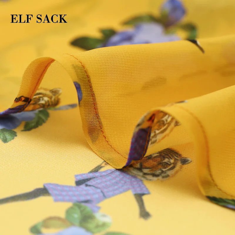 Женская трикотажная блузка ELFSACK Повседневная Свободная рубашка из хлопка с