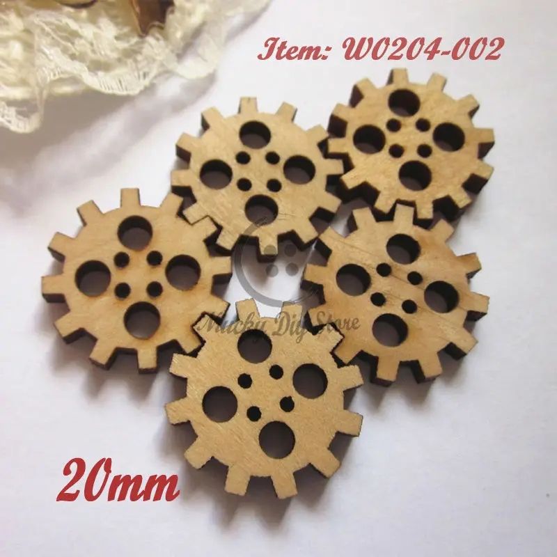 144 шт. деревянные пуговицы в форме шестеренки с 4 отверстиями | Дом и сад