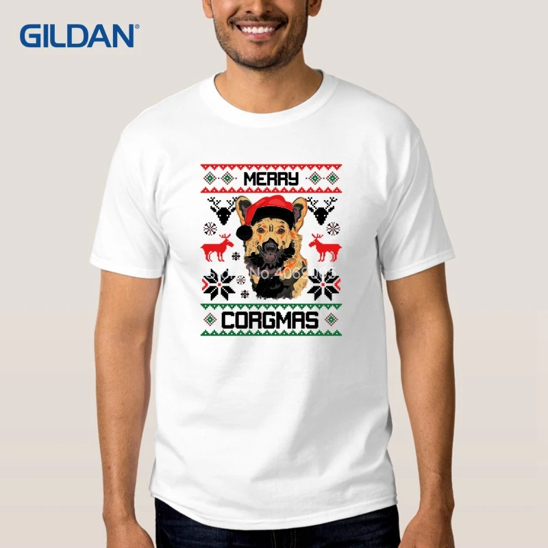 Merry Corgmas Рождественская футболка Дизайн 2018 черно белый полосатый Для мужчин