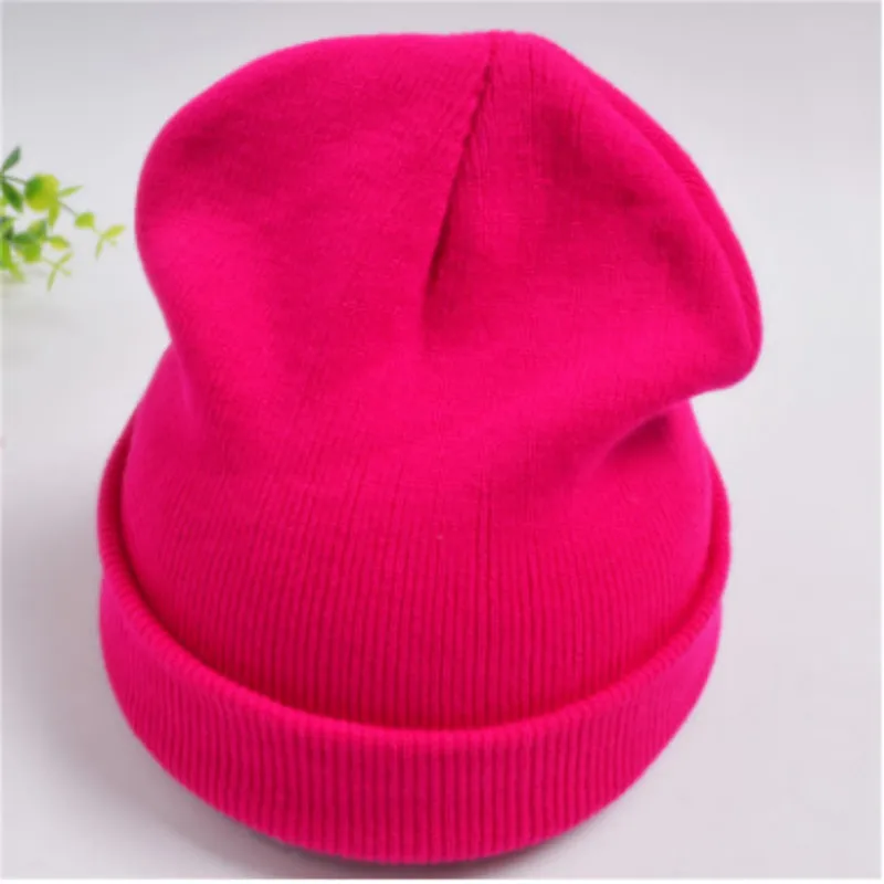 Женская Вязаная Шапка бини Skullies на весну и осень повседневная однотонная вязаная