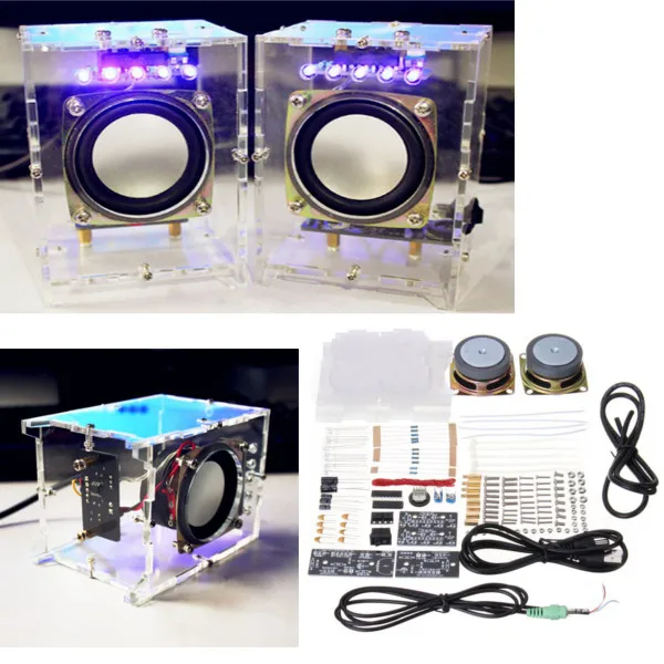 LEORY Mini 3 Вт DIY 5 в USB усилитель динамик комплект на канал прозрачный акриловый