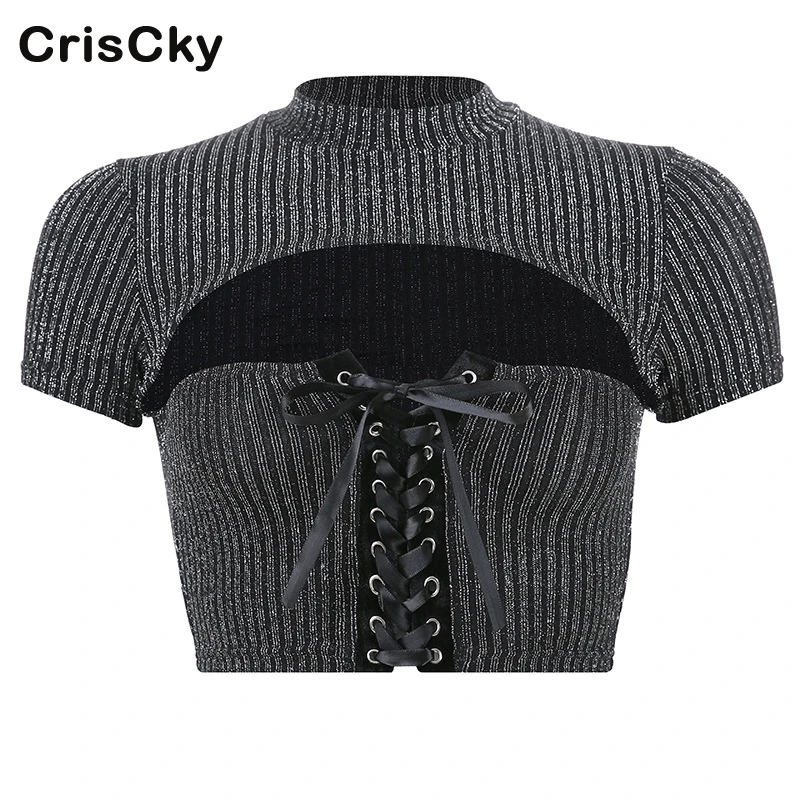 CRISCKY жаркое лето футболка Топы Для женщин с круглым вырезом короткий рукав
