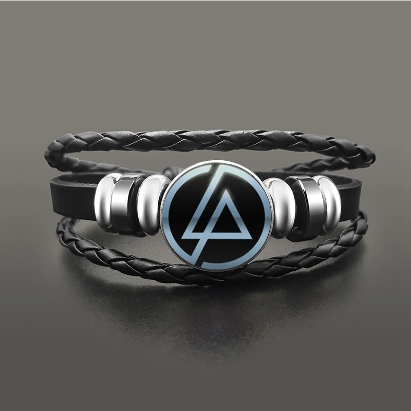 24 Хип-Хоп рок Linkin Park кожаный браслет со стеклянным куполом кабошон браслеты с кнопками браслет панк для мужчин и женщин ювелирные изделия - Окраска металла: 24