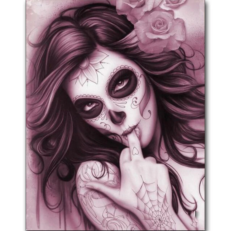 

New Diamond Painting Full Square/Round Drill Skull Girl Mexican Art resin Painting Embroidery crystal Cross Stitch Mosaic