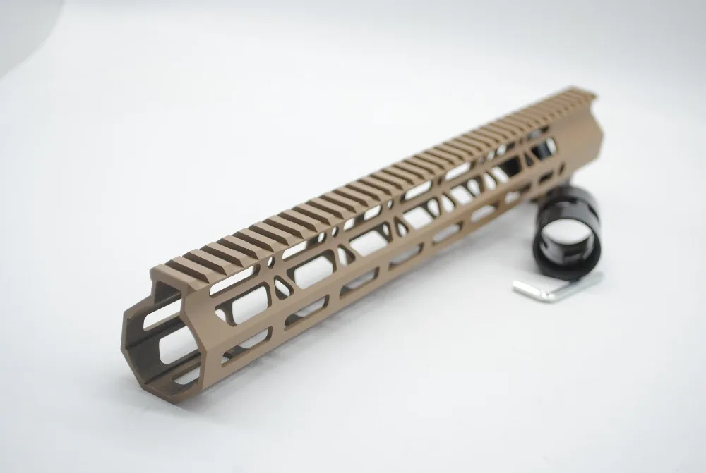 TriRock 15-дюймовый зажимной стиль Keymod/M-lok Handguard Rail Picatinny Mount System Fit. 223/5. 56_Tan цветная