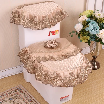 3 шт./компл. тканевый кружевной чехол для унитаза ванной комнаты с толстой молнией