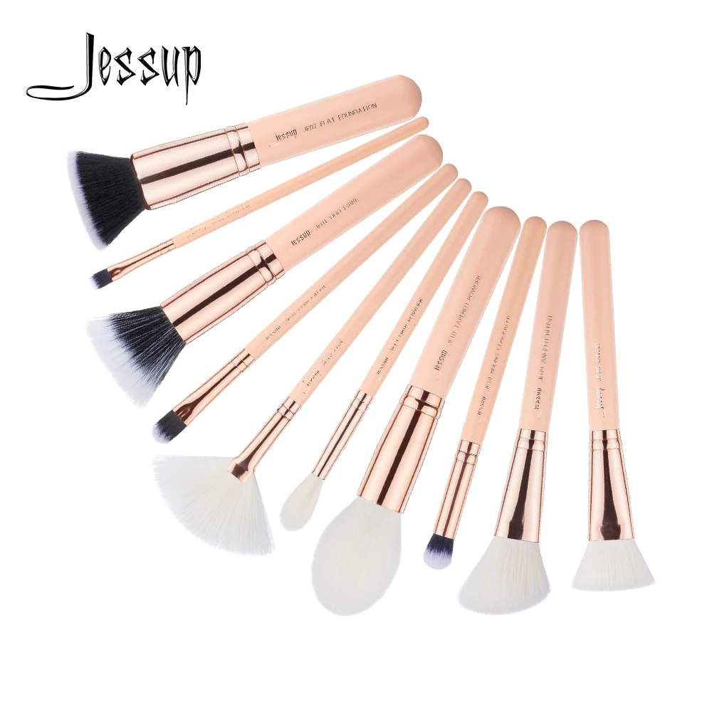 Jessup brushes 10pcs Makeup Brushes Set maquiagem profissional completa Powder Foundation Fan Lip Concealer T451 | Красота и здоровье