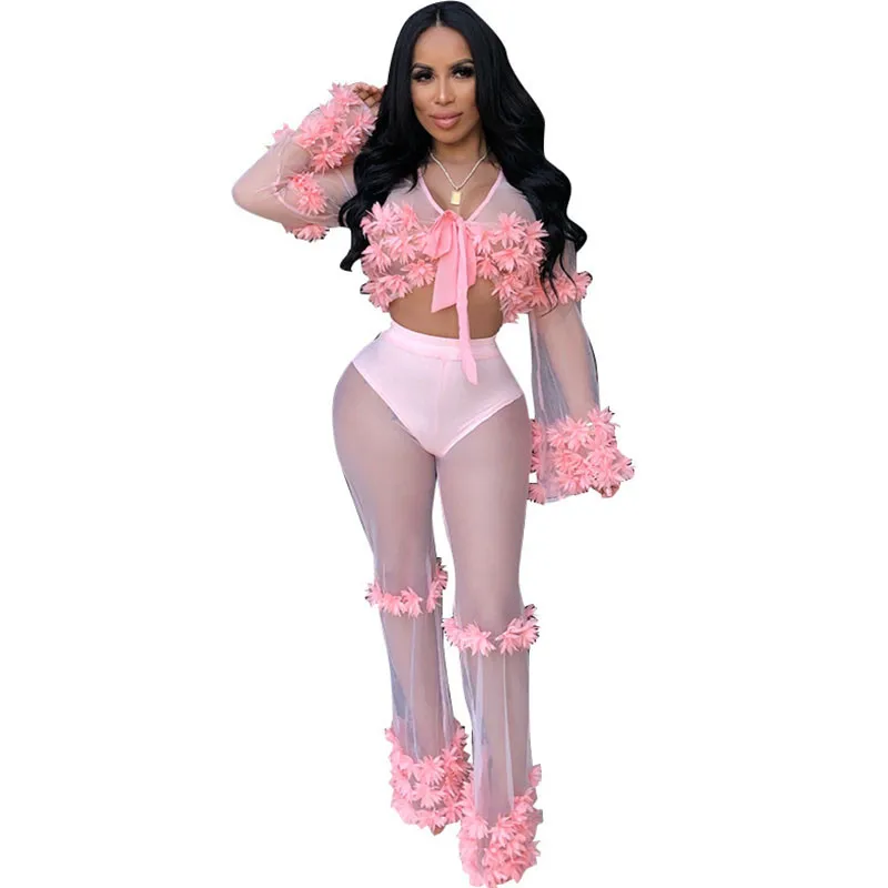 Комплект из двух предметов женский прозрачный пикантный сетчатый укороченный