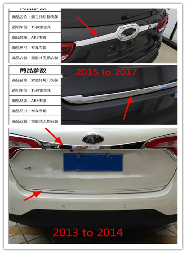 Накладка на заднюю крышку багажника из АБС-пластика хромированная для KIA Sorento с 2013