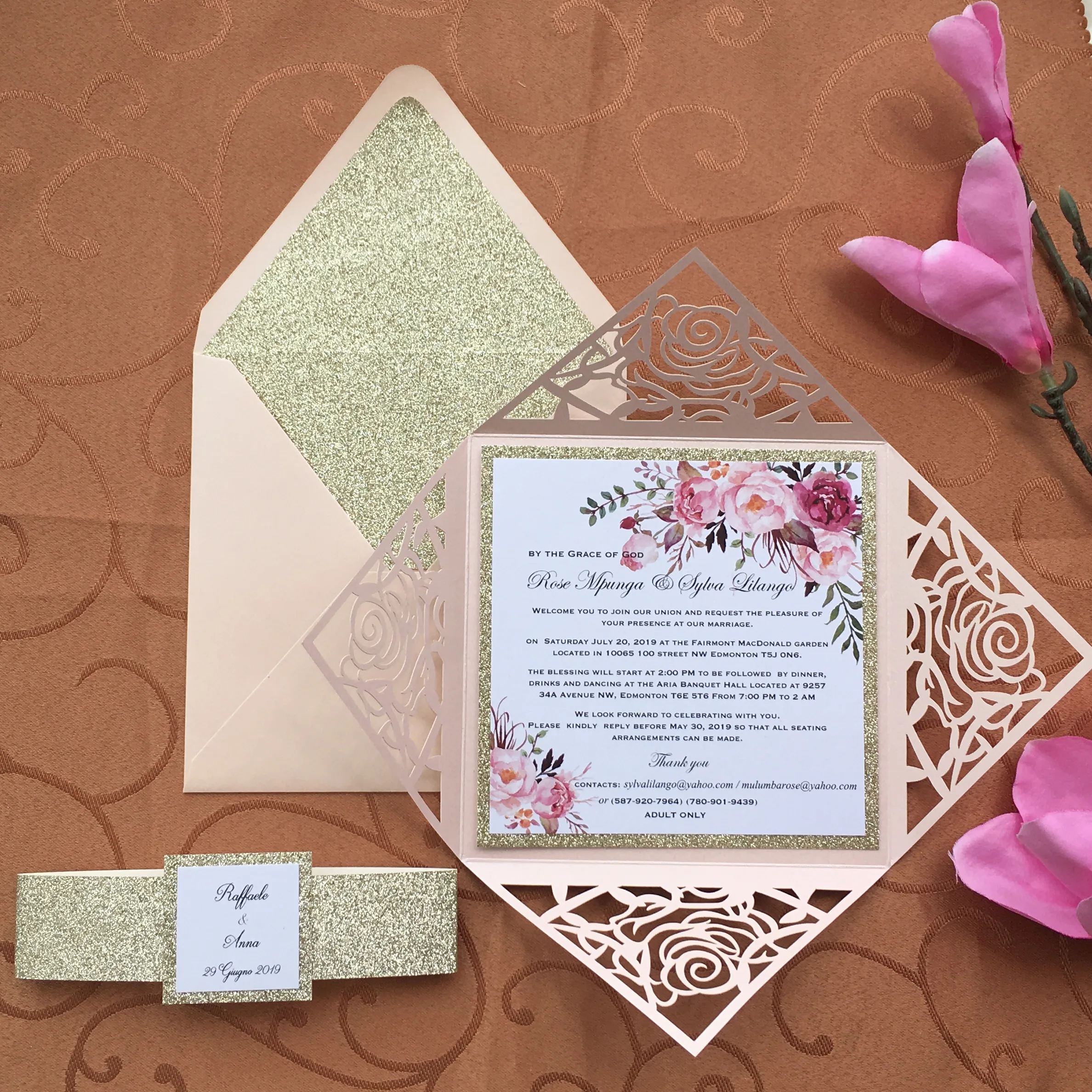 Светло розовые цветочные Пригласительные открытки для свадебной вечеринки с