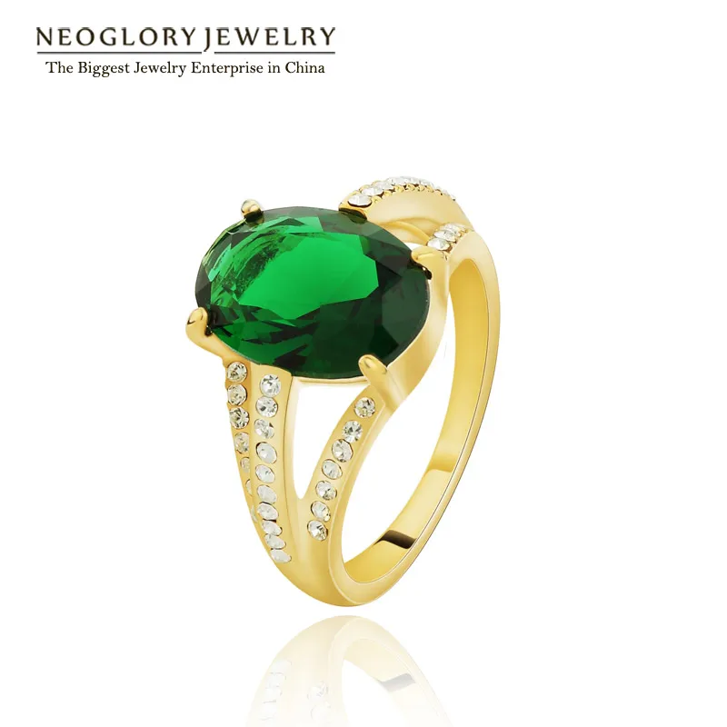 Neoglory большой зеленый AAA Циркон Чешский Стразы светильник желтое золото цвет