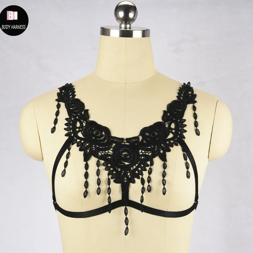 Бандажное нижнее белье с кисточками в стиле Харадзюку бюстгальтер готическом