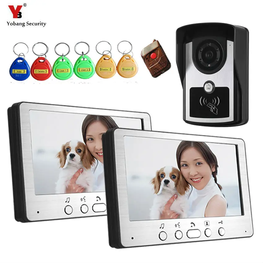 7 дюймов карта RIFD охранный дверной звонок камера TFT видеодомофон инфракрасное
