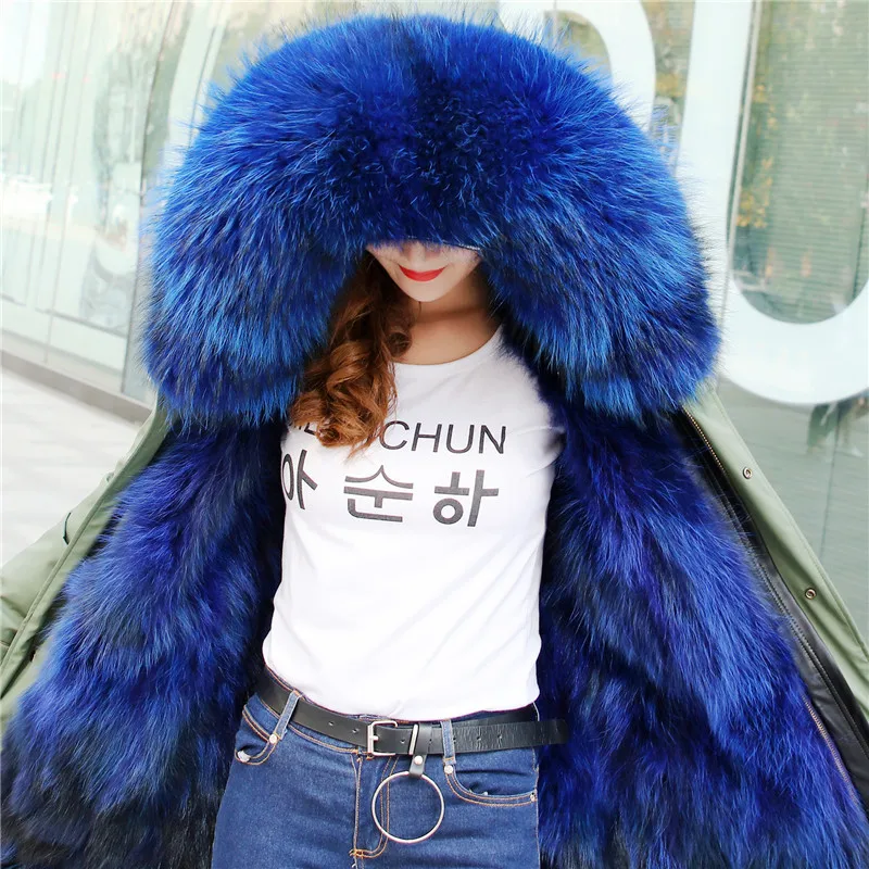 

Real Fox Fur Lined Parka 2019 New Long Women Winter Coats Women Natural Raccoon Fur Jacket Luxury Large Detachable Collar Parkas