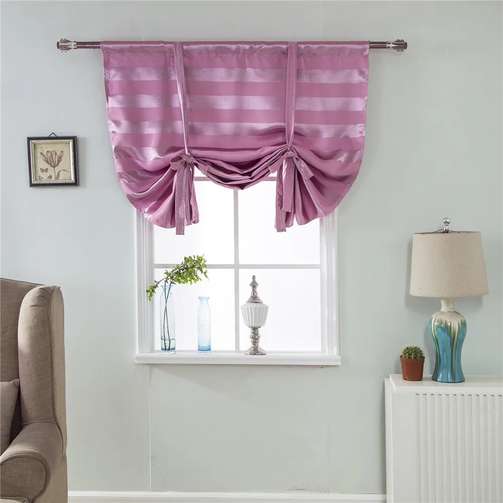 Pink Enipate, американский стиль, в полоску, римские шторы, короткие, для кухни, на дверь, занавески, s затемненный оттенок, Короткие Оконные Занавески - Цвет: Pink
