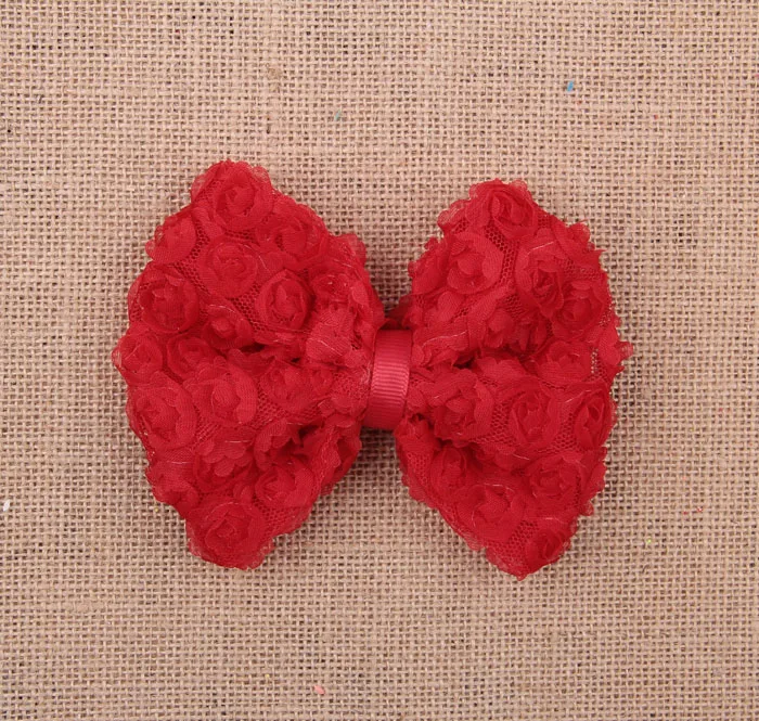 

(120pcs/lot)10Colors Artificial Baby Girls/Women Winter Hair Accessories High Quality Handmade Fashion Big Soft Lace Hair Bows