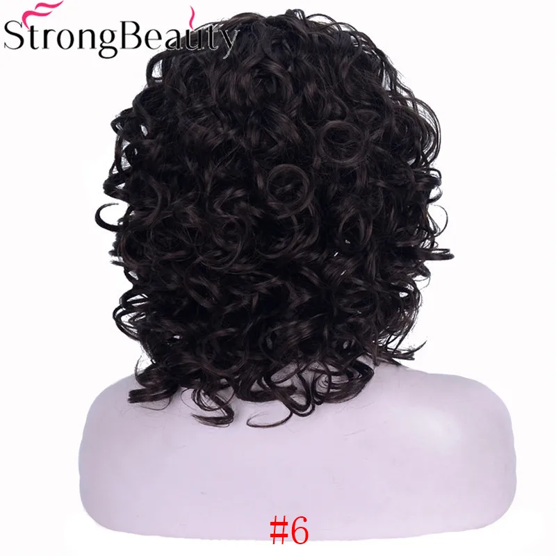 StrongBeauty Короткие вьющиеся синтетические парики с повязкой на голову женские черные/красные/светлые/коричневые парики 3/4 половина парик для женщин