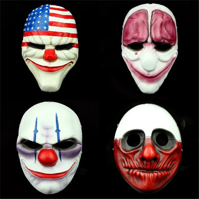 Хэллоуин смолы Косплей Payday 2 ПВХ маска Даллас волк цепи хокстон ужас Клоун Маска