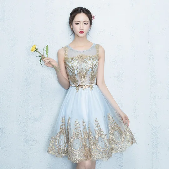 Robe De Soiree, красные, розовые, синие, бисероплетение, кружевные, с разрезом, Короткие вечерние платья для женщин, роскошное вечернее платье, платья для выпускного вечера, robe rouge GF100 - Цвет: Синий