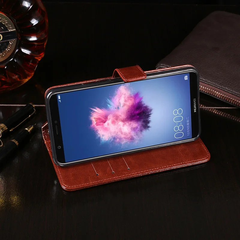 Роскошный кожаный флип чехол для huawei P Smart Case задняя крышка защитный телефона