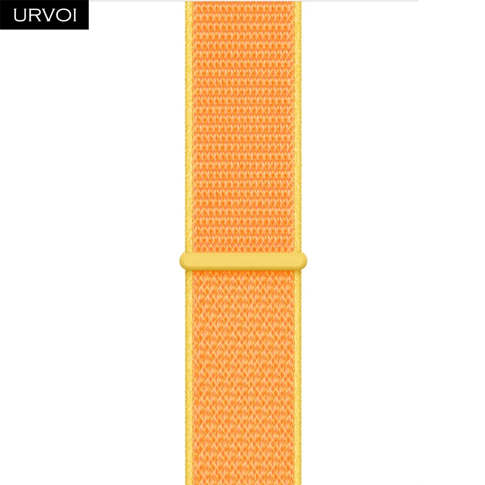 URVOI, Спортивная петля для apple watch, серия 4, 5, 3, 2, 1, ремешок для iwatch, двухслойный Воздухопроницаемый ремешок, тканый нейлоновый дракон, фрукты, 44 мм - Цвет ремешка: Canary Yellow