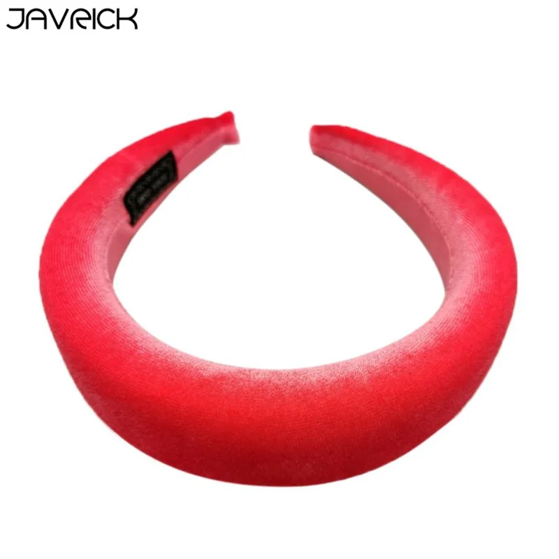 Watermelon Red JAVRICK женская мягкая широкая губчатая повязка на голову блестящая бархатная Сладкая конфетная расцветка обруч для волос винтажные вечерние утолщенные Эластичные Головные уборы - Цвет: Watermelon Red