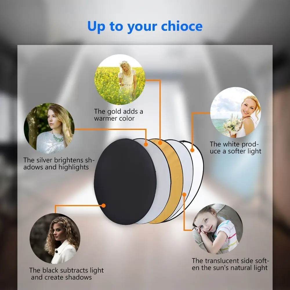Портативный складной овальный отражатель для фотосъемки 5 в 1 профессиональный