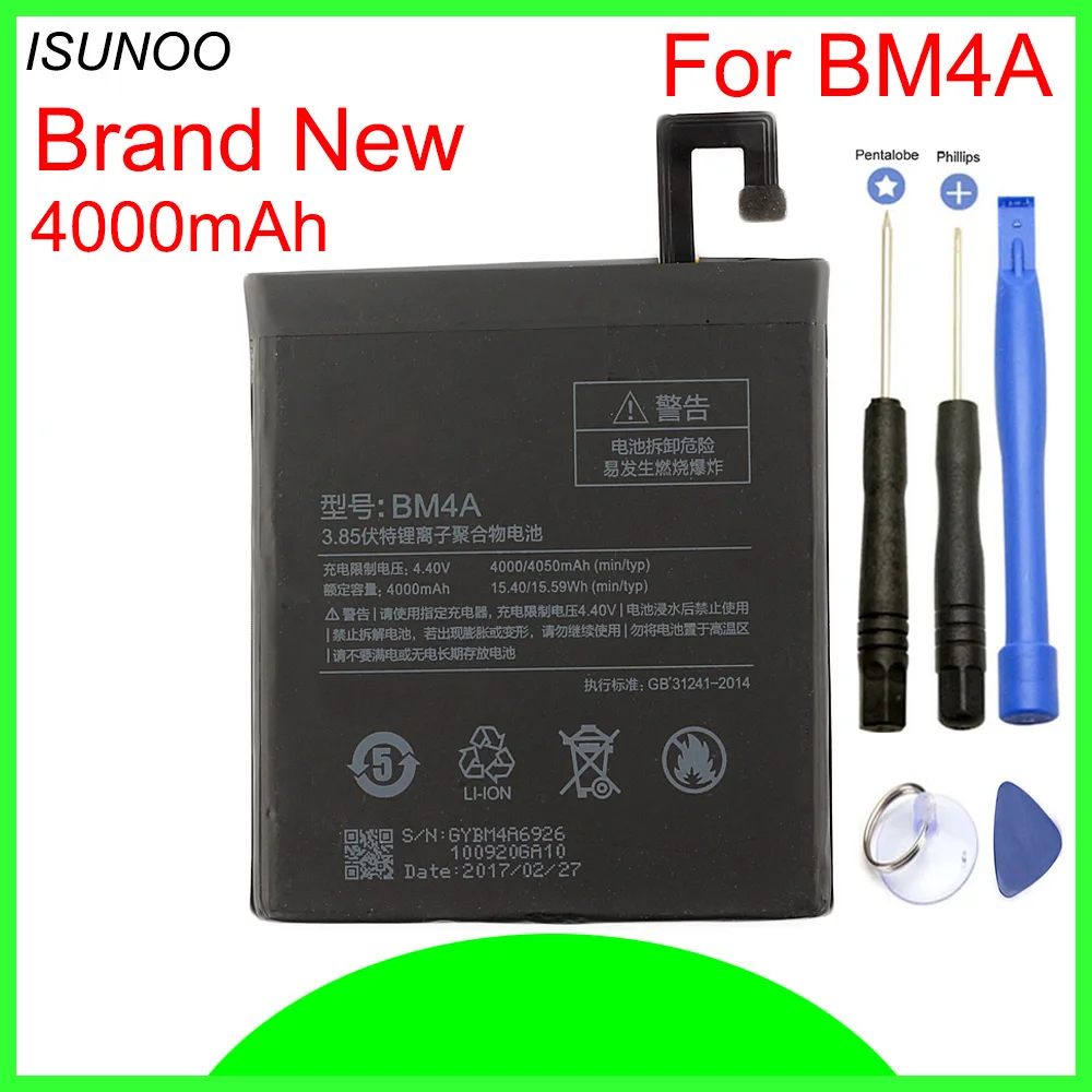 

Аккумулятор ISUNOO BM4A 4000 мАч для Xiaomi Redmi Pro, сменный литий-ионный аккумулятор для Xiaomi Redmi Pro с инструментами для ремонта