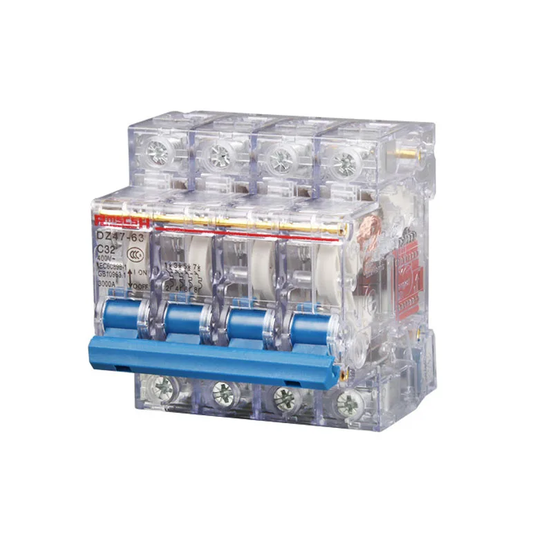 Беспламенная Прозрачная система автоматического выключателя DZ47 10A 16A 20A 25A 32A 40A 50A