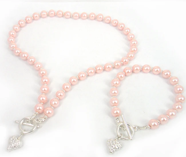 Ожерелье и браслет с сердцем жемчугом|necklace kit|set diceset glass |