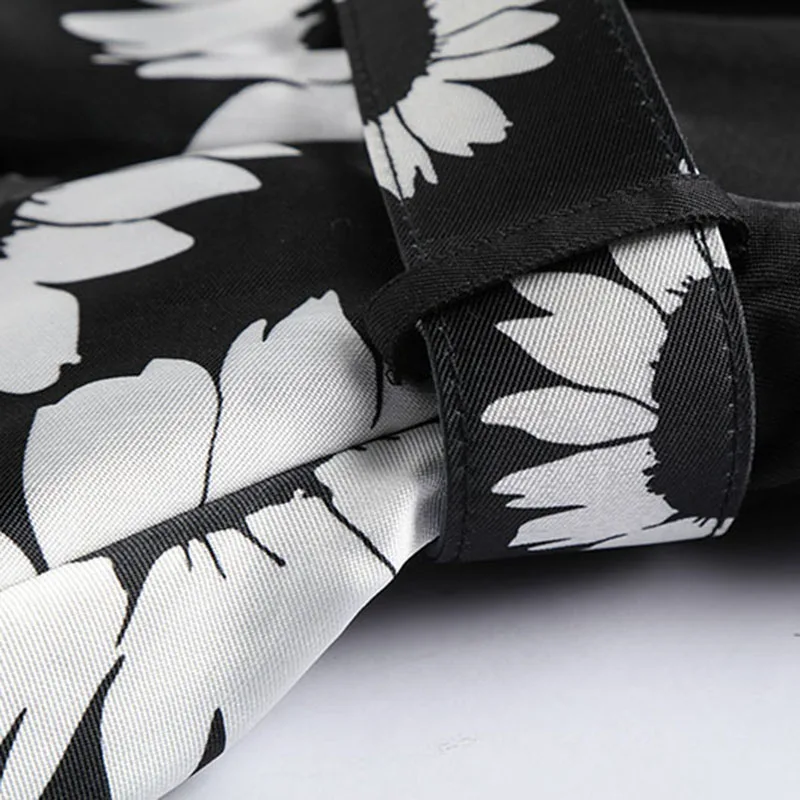 Радость На Душу Населения 2017 Весна Осень Женщины Dress Черно-Белой Печати Vintage Robe Femme