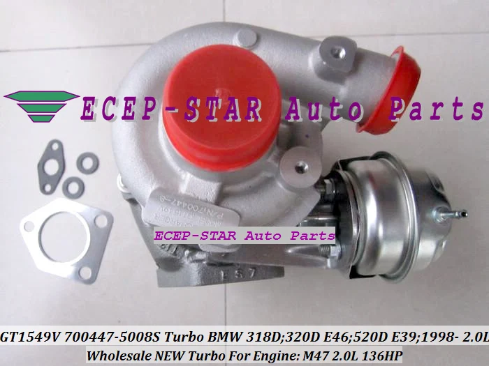 Турбокомпрессор GT1549V 700447 700447-5008S 700447-0008 11652248901 Для BMW 320D 520D E39 99-01 M47 2.0L 136HP бесплатная