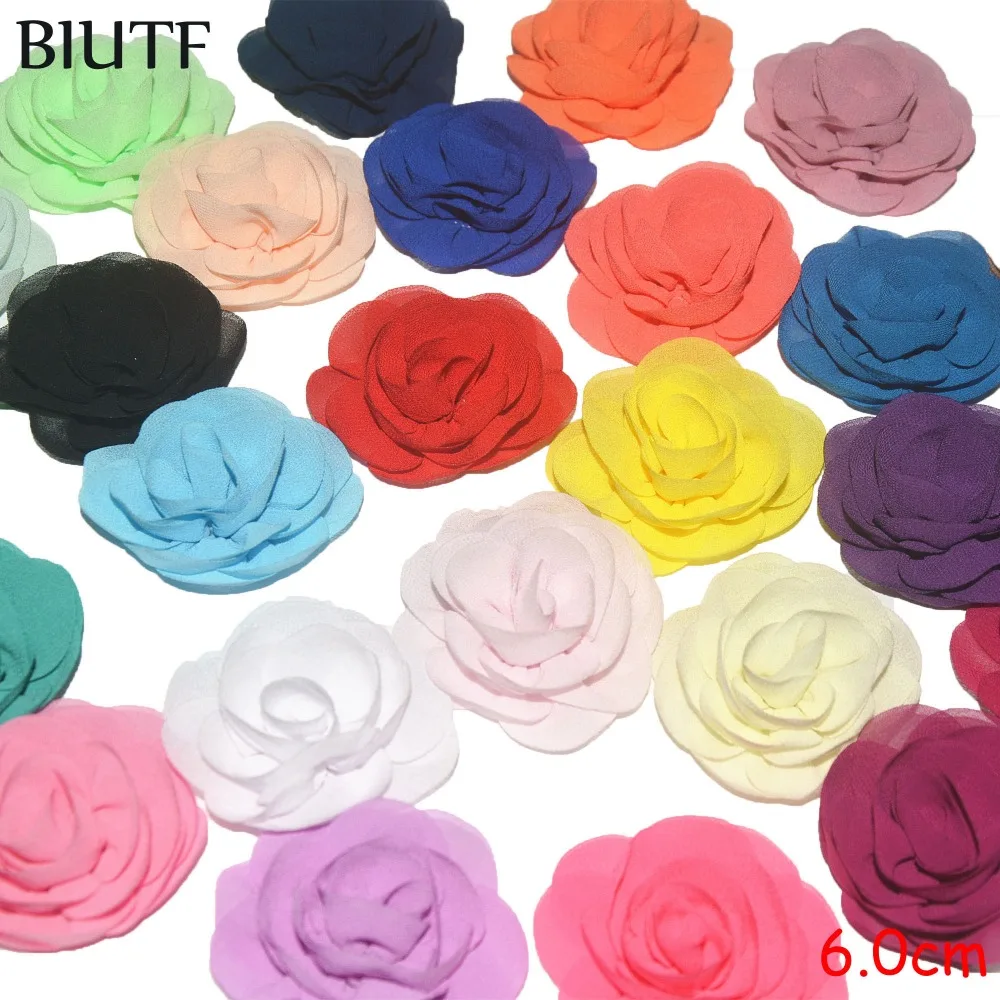 26 шт./лот 6 см маленькая заколка для волос из шифона с цветами модные аксессуары