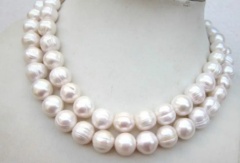 

New 68" AAA 10-11MM WHITE BAROQUE PEARL NECKLACE