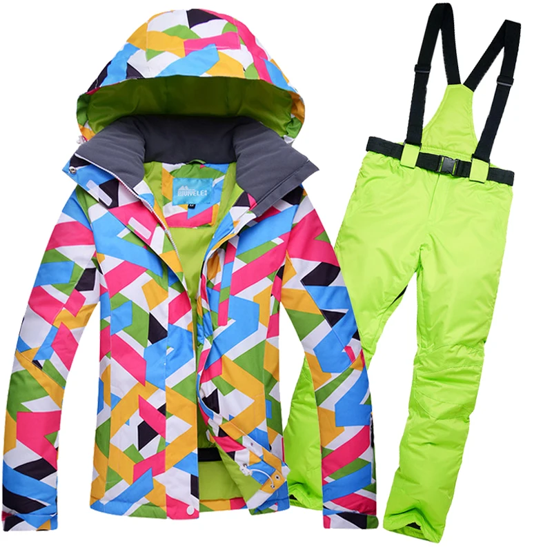 2019 зимний лыжный костюм для снежной погоды Женский комплект катания на лыжах