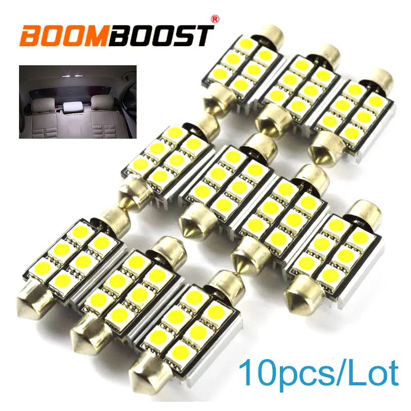 10 шт. 6SMD 36 мм 5050 Festoon COB светодиодный автомобильный светильник номерного знака для