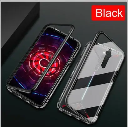 Black Роскошный Магнитный адсорбционный чехол для zte nubia Red Magic 3, металлическая рамка, прозрачное закаленное стекло для zte nubia Red Magic3 NX629J - Цвет: Black