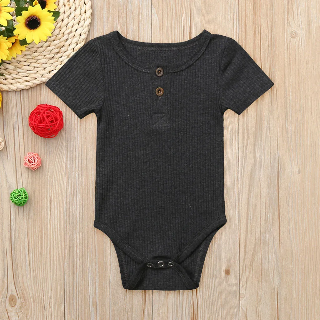 Комбинезон с коротким рукавом для новорожденных мальчиков и девочек однотонный