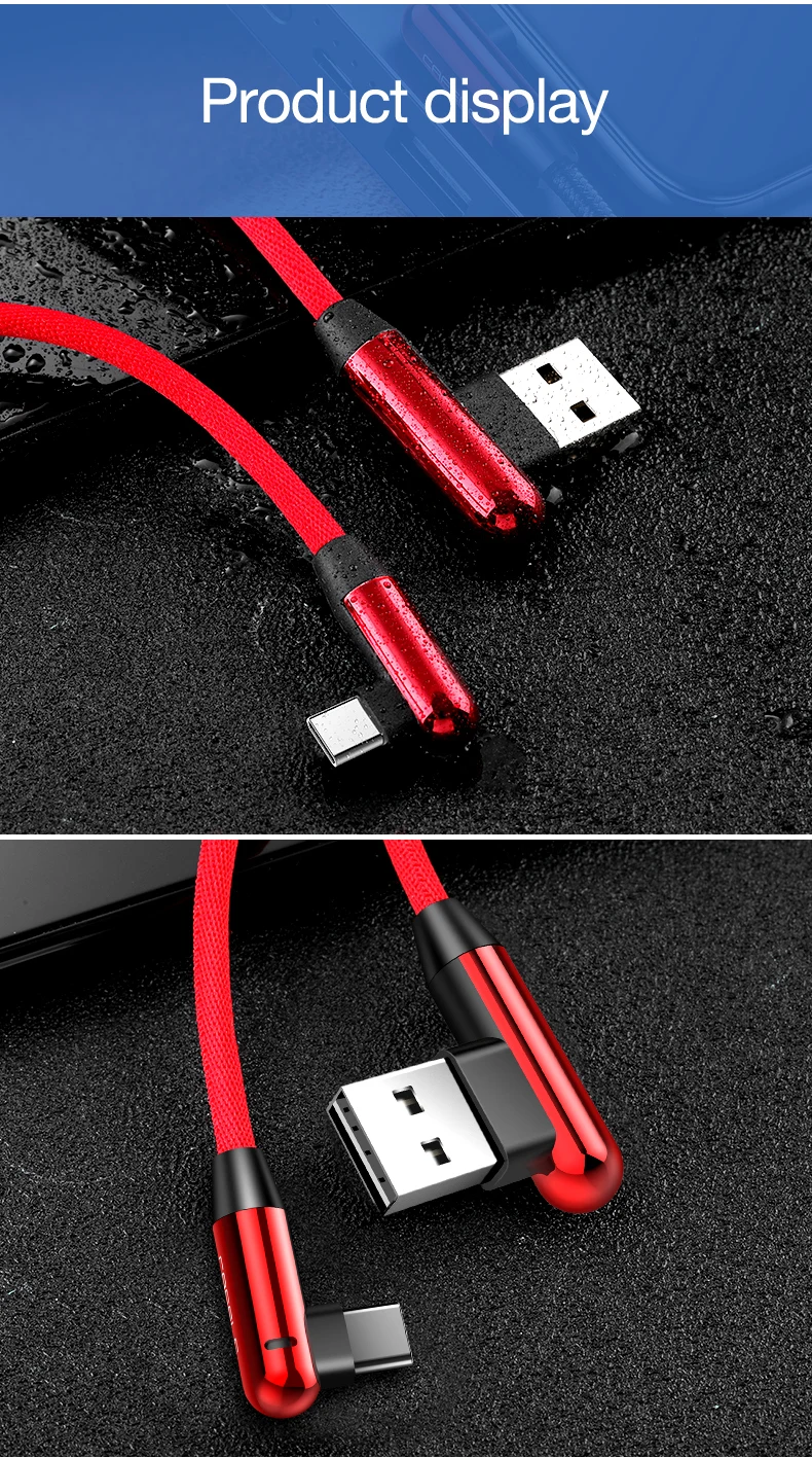CAFELE USB кабель с двойным L сгибом type-C для samsung Xiaomi, usb кабель для зарядки, светодиодный светильник для huawei P30 mate 30 Pro