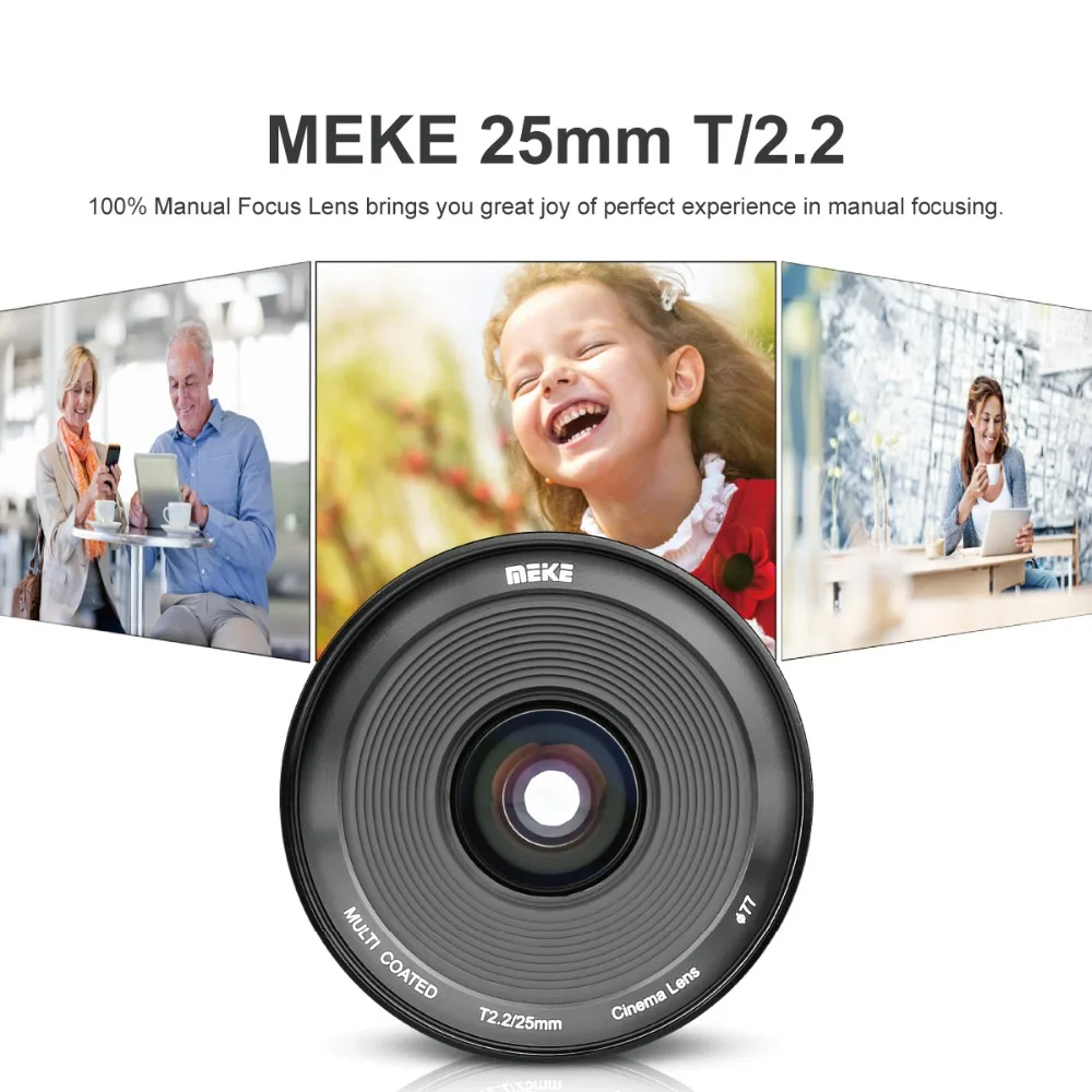 Meike 25 мм T2.2 Большая диафрагма ручной фокус Prime Cine Lens для Olympus Panasonic M43/для Fujifilm X