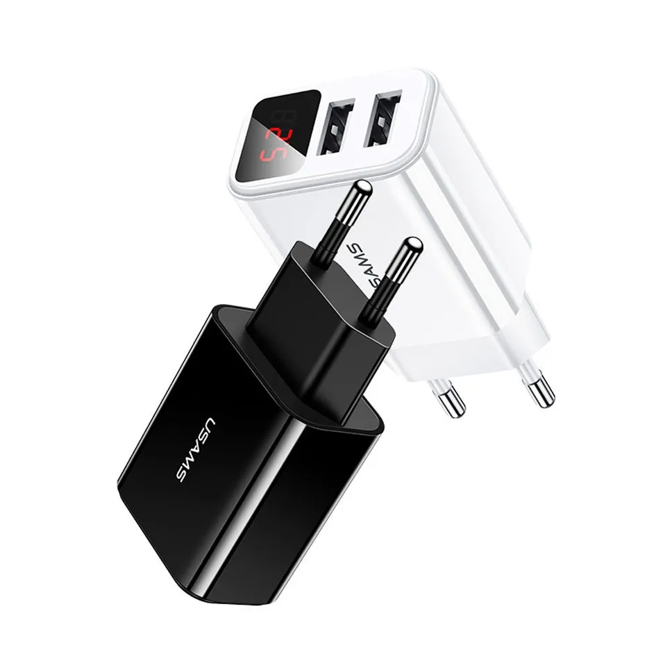 Портативный адаптер для быстрой зарядки 5 в 2 1 А блок с двумя usb портами и цифровым