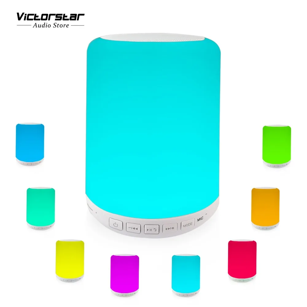Bluetooth Динамик с сенсорным Цвет ночник платные Батарея fm радио USB/TF карты играть AUX