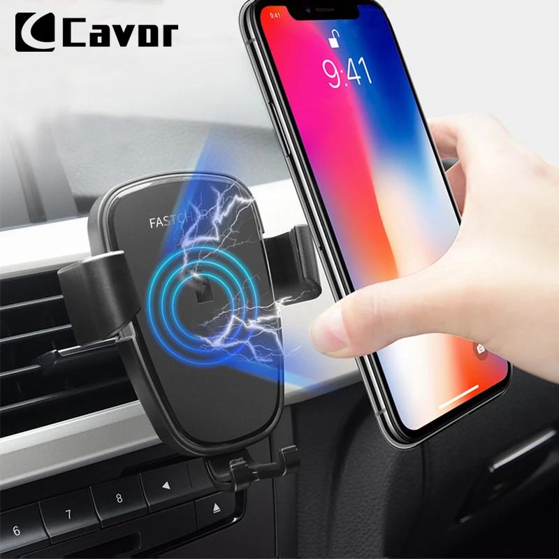 Автомобильное крепление Qi Беспроводное быстрое зарядное устройство для iPhone XS MAX