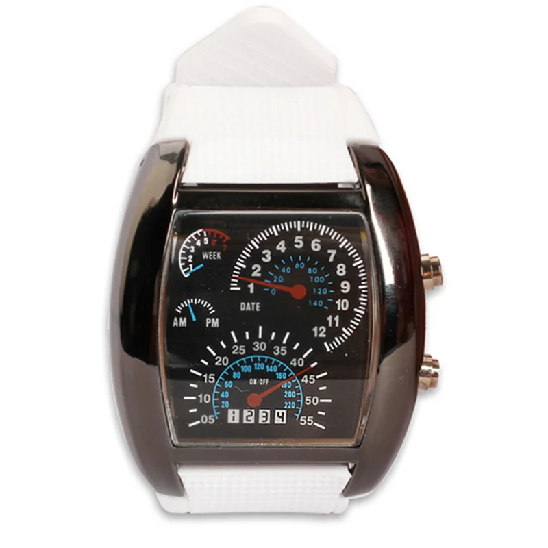 Зеленый Men Military LED Backlight Digital Quartz Wristwatch Sports Watch Rubber Band Adjustable Brightness NR-shipping - Название цвета: Зеленый
