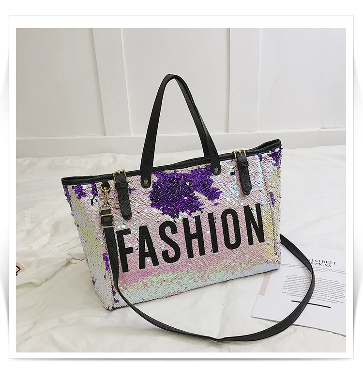 Женская большая сумка через плечо весна лето 2019 новая стильная Серебристая