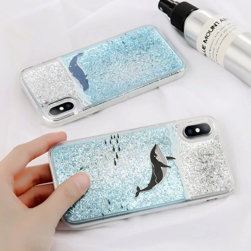 Lovebay Сияющие Блестки струящийся зыбучий песок чехол для iPhone X 8 7 Plus чехлы с