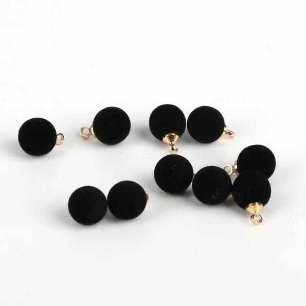 8mm Black 10 шт. 8 мм 12 мм мини Флокирование помпон шармы бархат шарик шарм для самостоятельного изготовления ювелирных изделий серьги - Окраска металла: 8mm Black