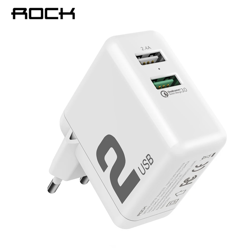 ROCK QC 3.0 Travel Charger for EU USB Wall FCP Quick Charge Adapter iPhone iPad Samsung | Мобильные телефоны и аксессуары