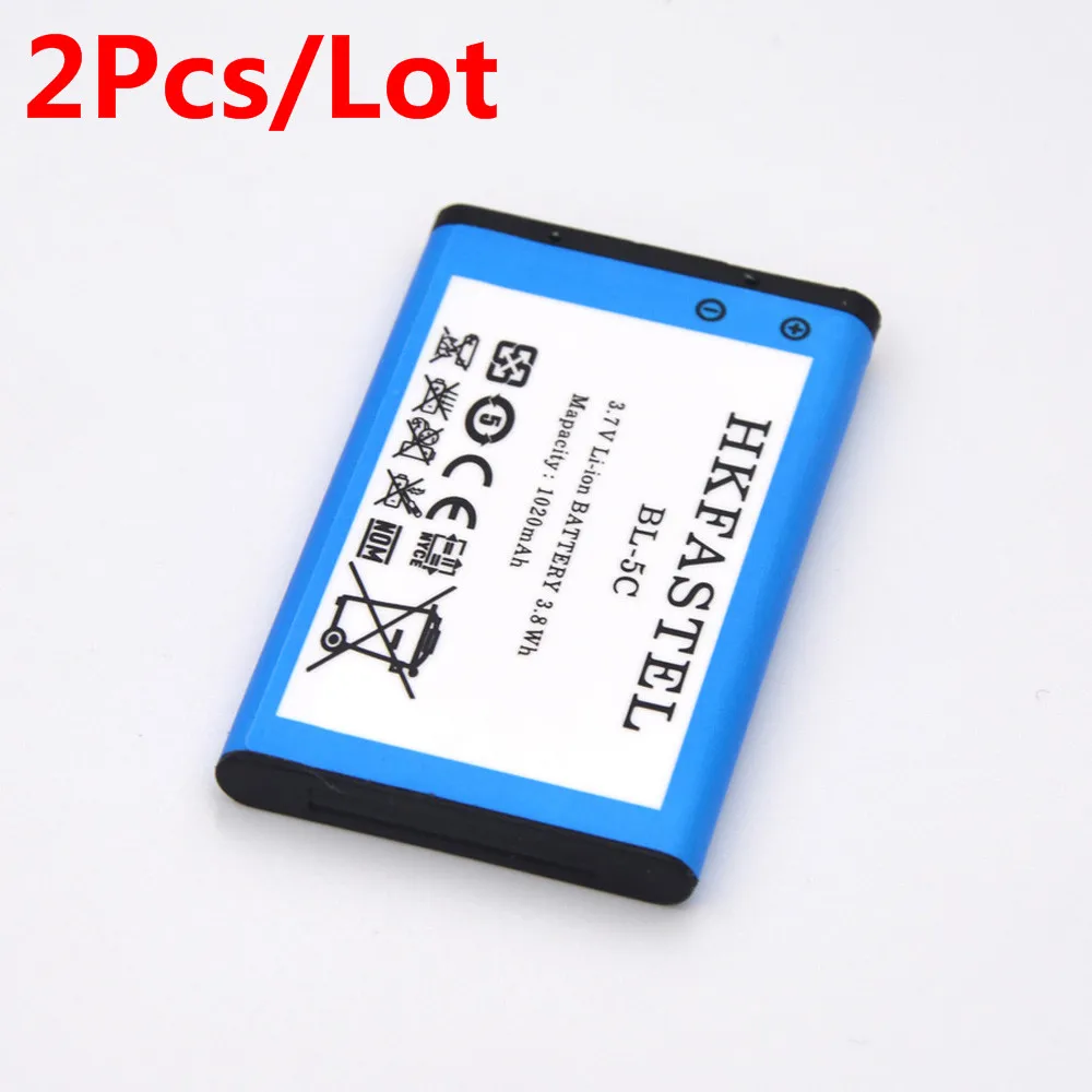 2 шт. HKFASTEL BL 5C мобильного телефона Батарея для Nokia 2300 2310 2323c 2323 классический 2330c 2330